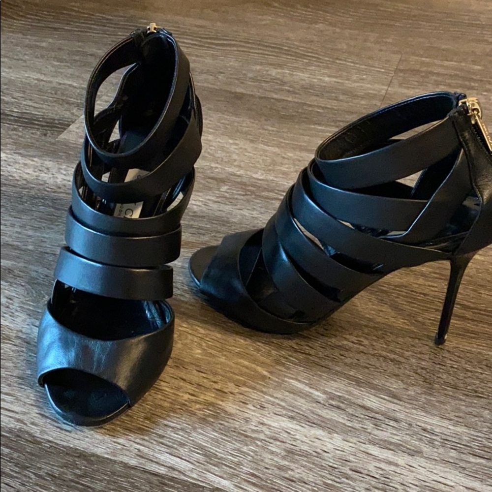 Jimmy Choo Black Dame Heel Sandals